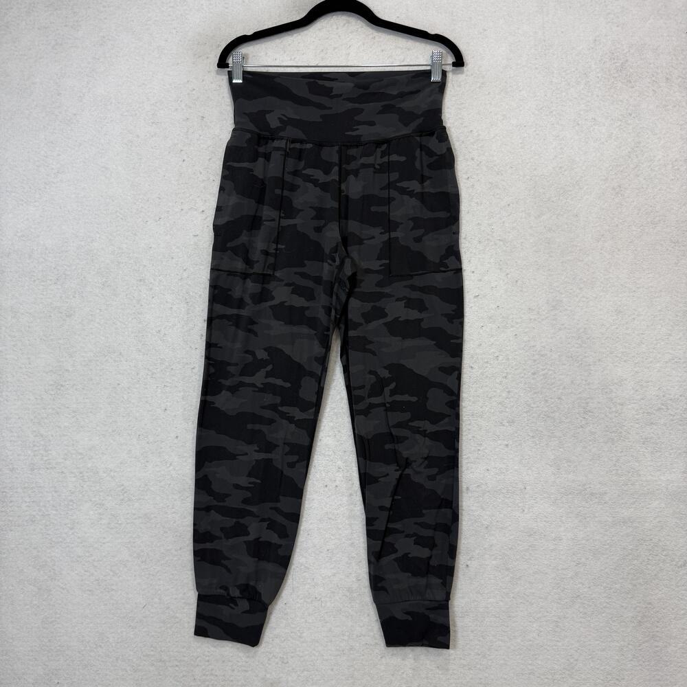 Athleta Jogger Pants Womens S Gray Salutation Camo High Rise Pockets Yoga Gym